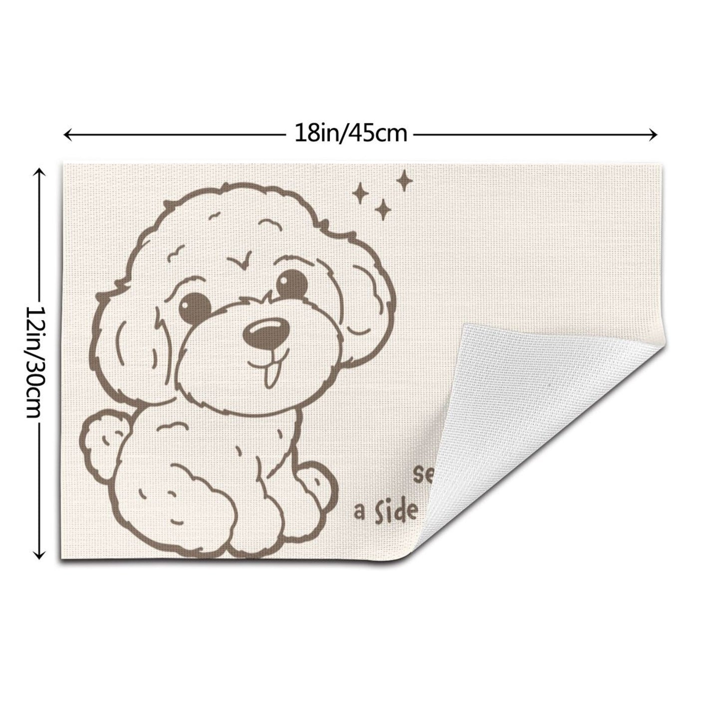 Poodle Themed Placemats,Pet Dining Decor, Poodle Dog Table Mats, Set of 2