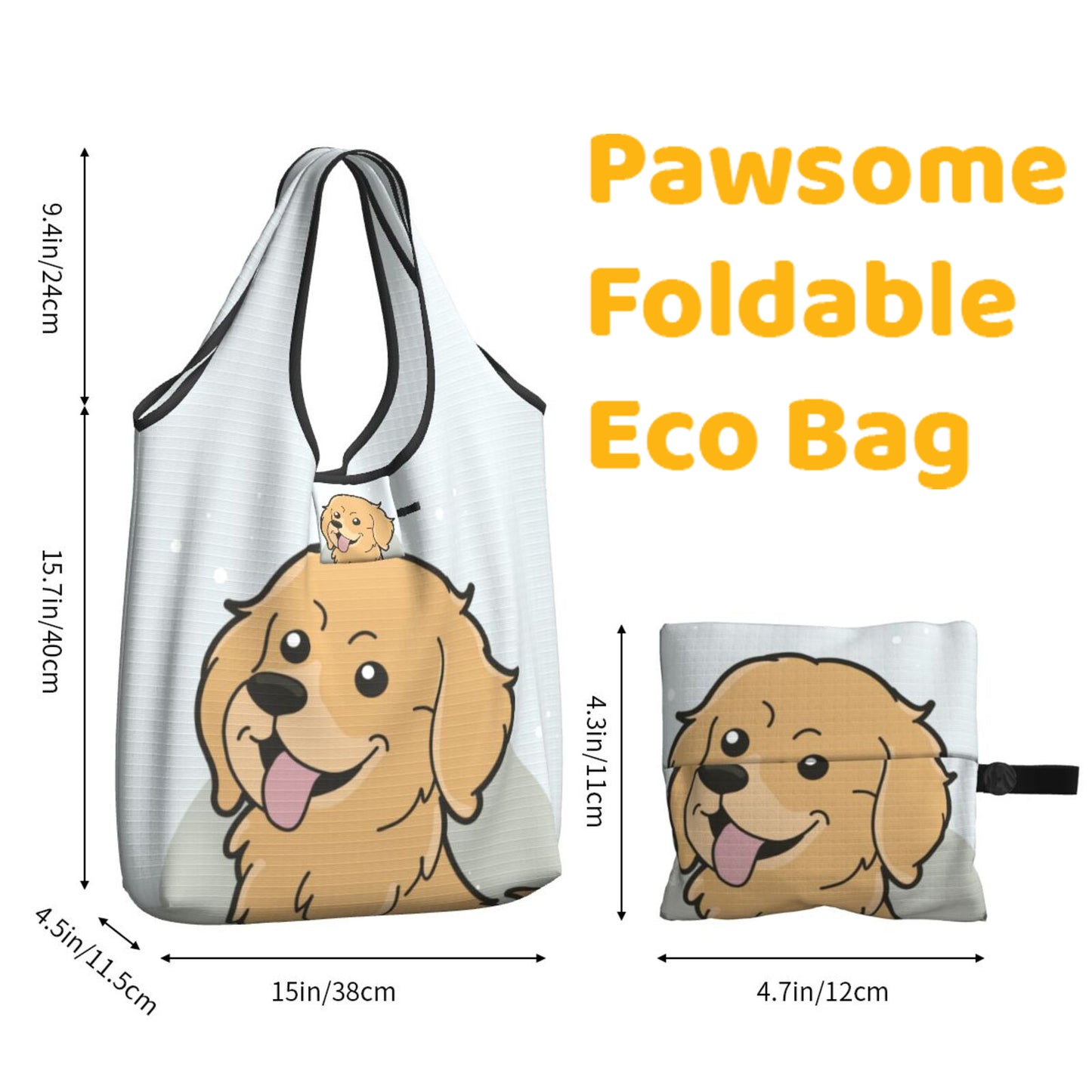 Golden Retriever Foldable Eco Bag | Durable & Waterproof Reusable Bag