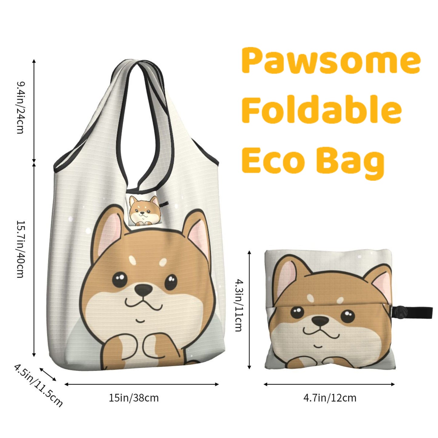 Shiba Inu Foldable Eco Bag | Durable & Waterproof Reusable Bag