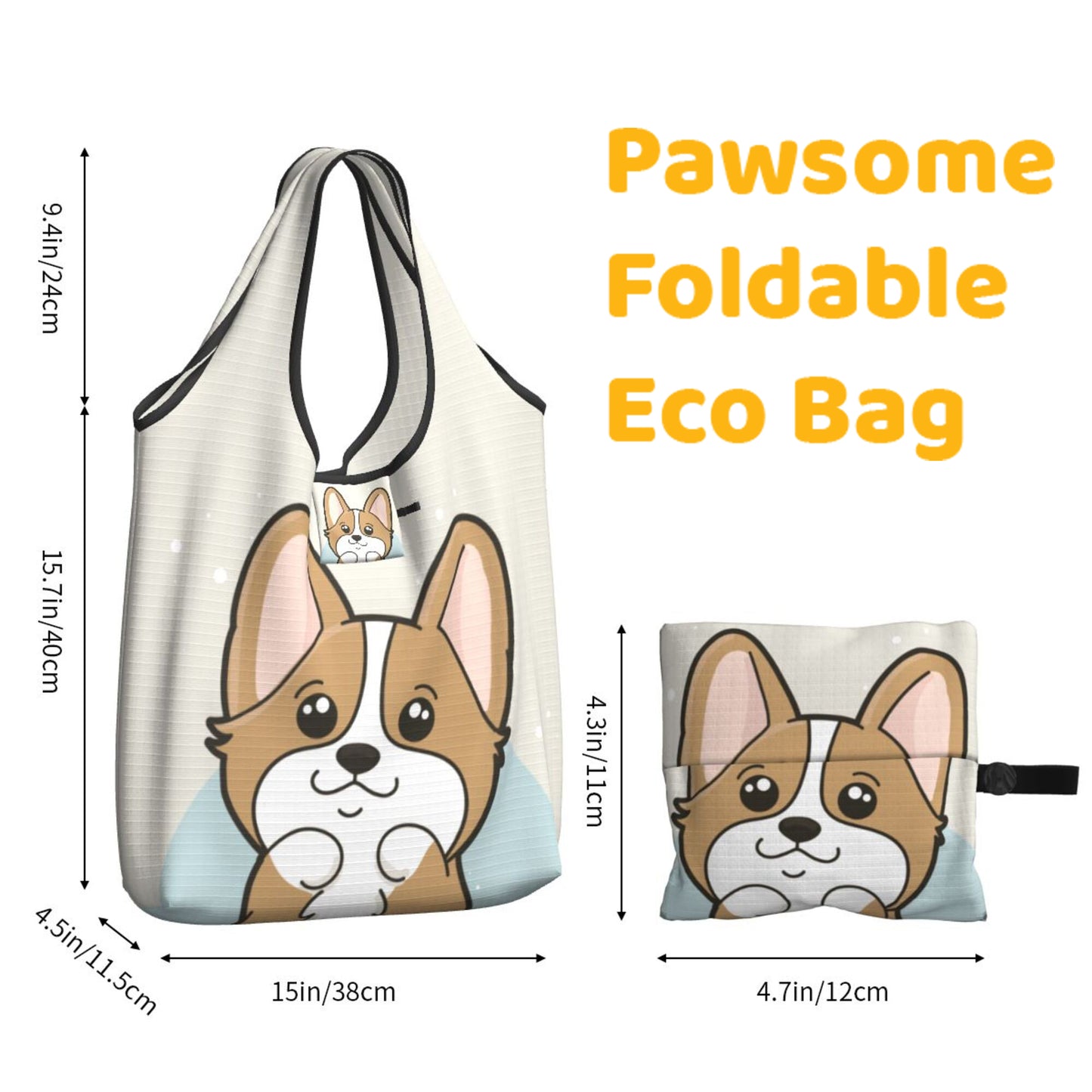 Corgi Foldable Eco Bag | Durable & Waterproof Reusable Bag