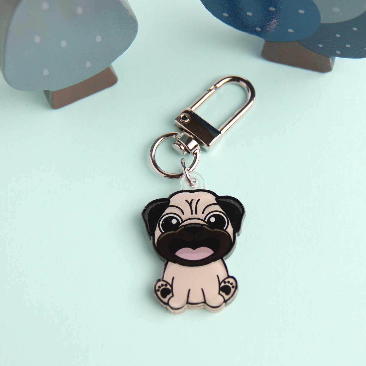 3cm Mini Pug Acrylic Keychain - Cute Dog Breed Collectible - Pawsome Island