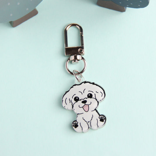 3cm Mini Maltese Acrylic Keychain - Cute Dog Breed Collectible - Pawsome Island