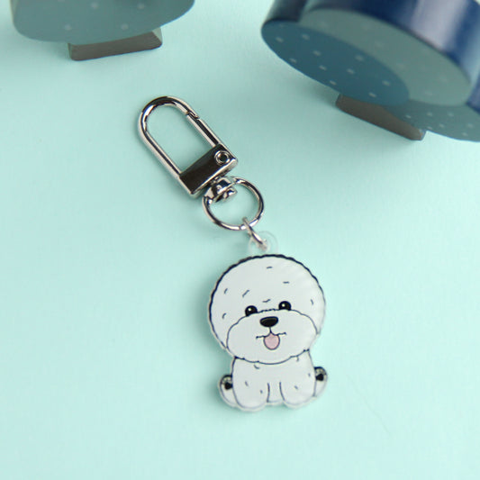 3cm Mini Bichon Acrylic Keychain - Cute Dog Breed Collectible - Pawsome Island