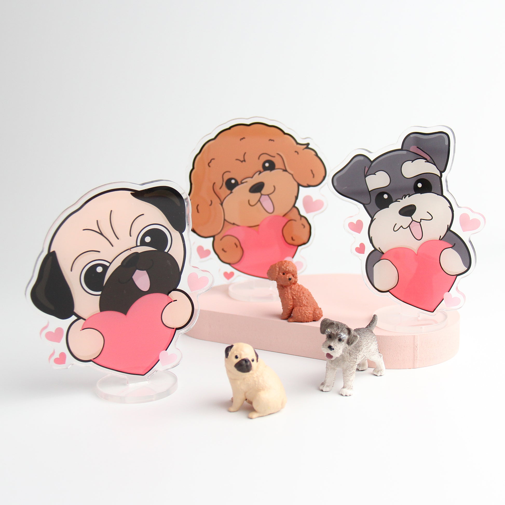 Double-Sided Love you Acrylic Stand, Cute Dog Cheering Desk Decor - Pawsome Island