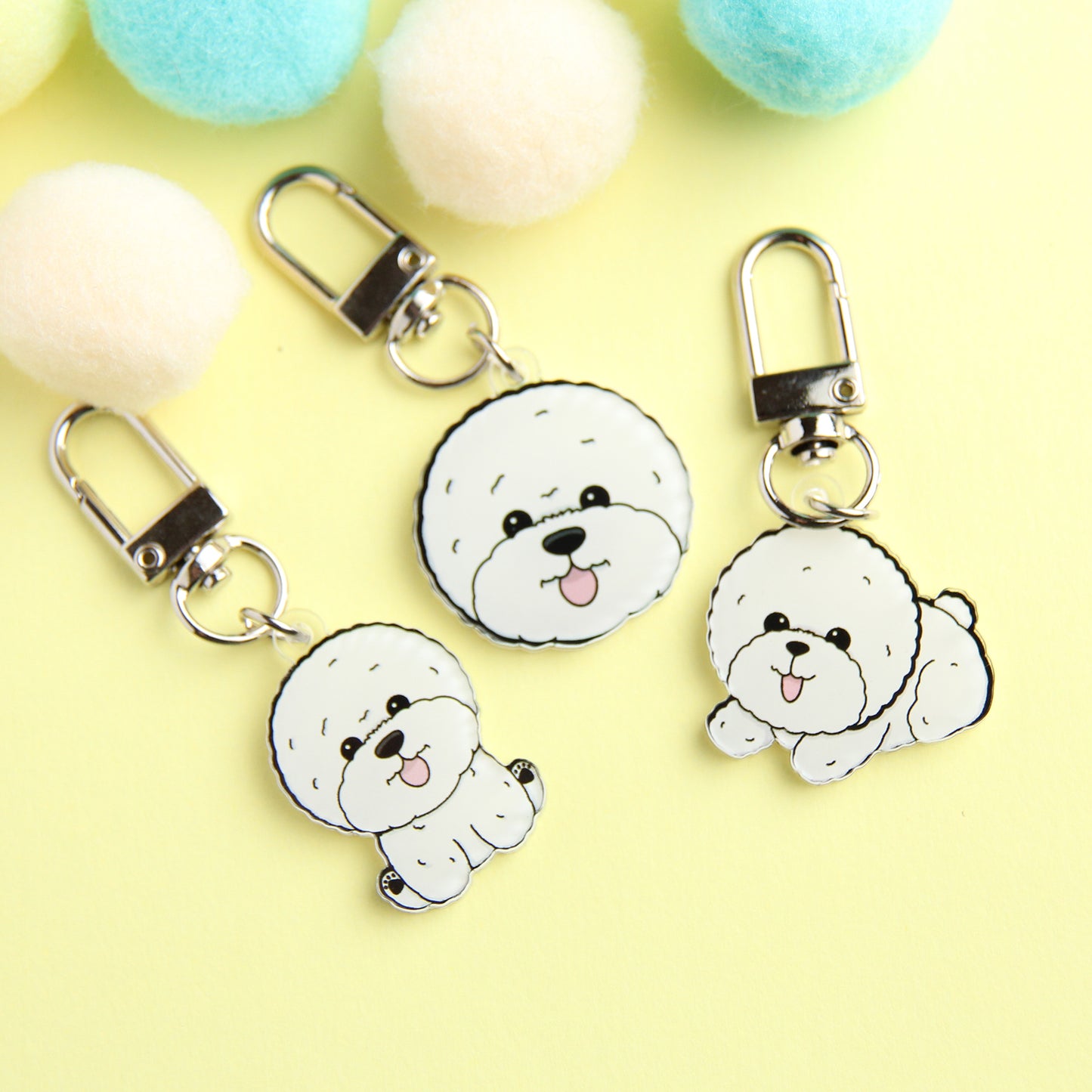 3cm Mini Bichon Acrylic Keychain - Cute Dog Breed Durable Accessory