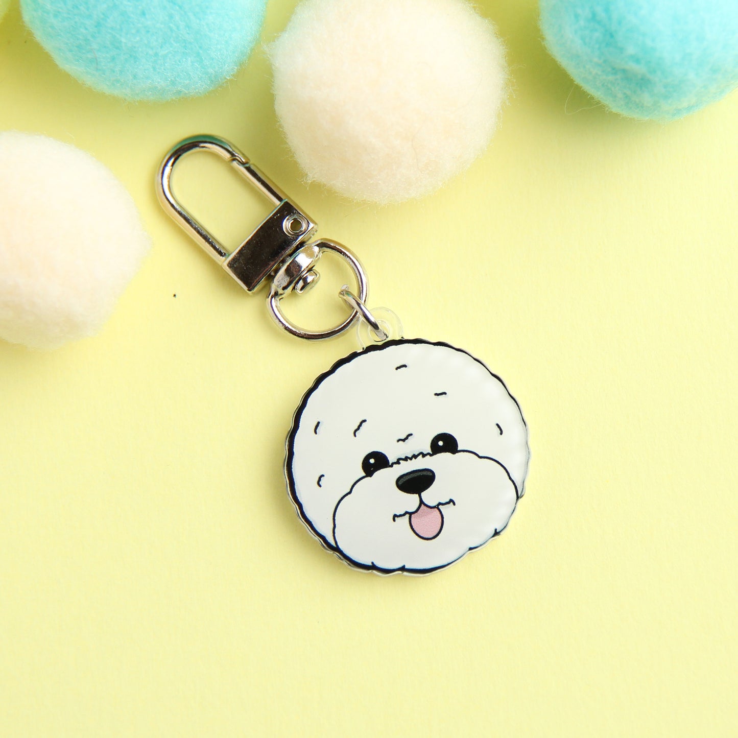 3cm Mini Bichon Acrylic Keychain - Cute Dog Breed Durable Accessory