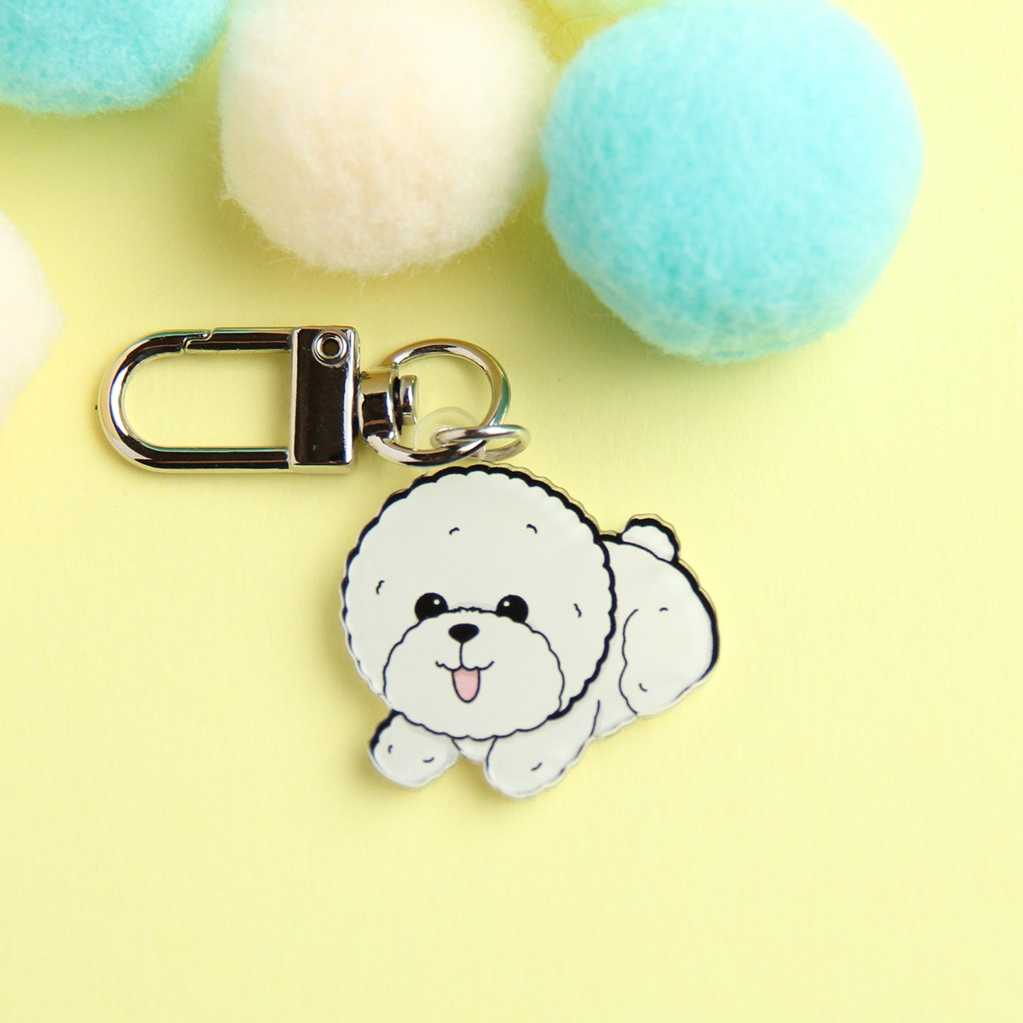 3cm Mini Bichon Acrylic Keychain - Cute Dog Breed Durable Accessory