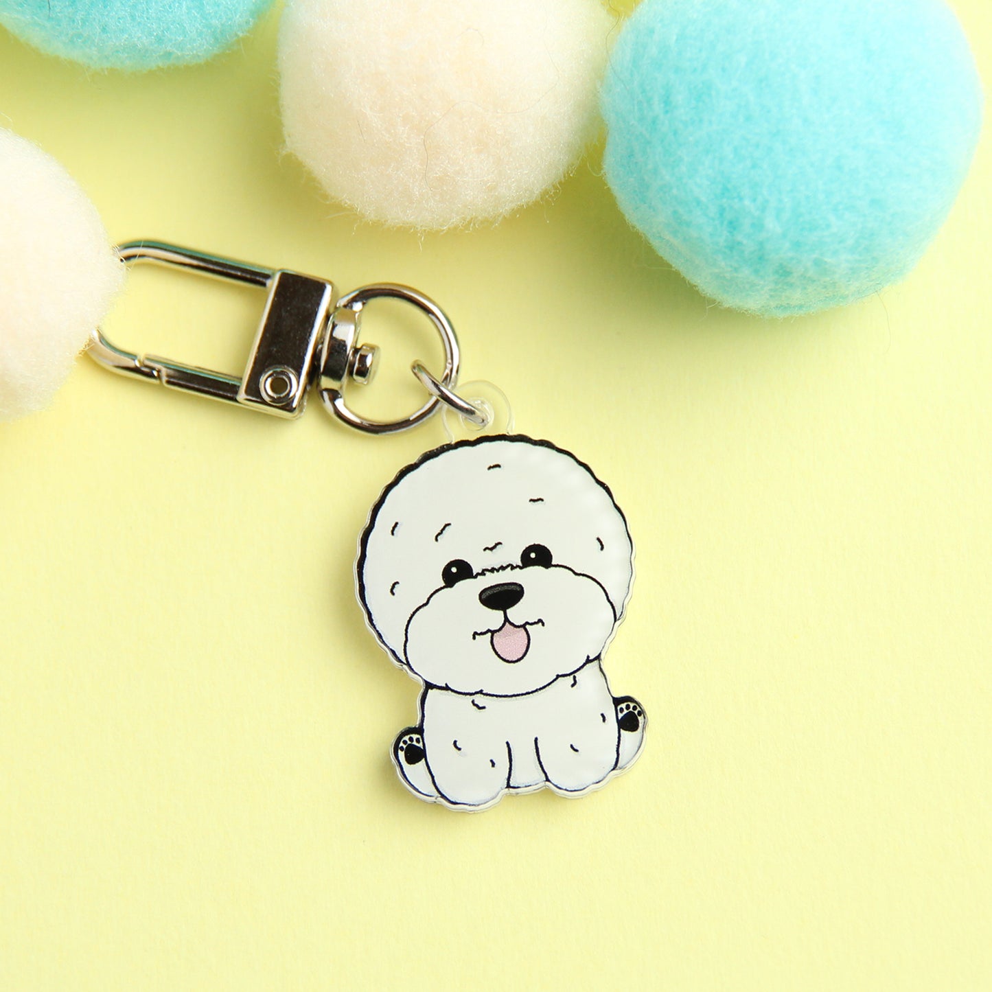 3cm Mini Bichon Acrylic Keychain - Cute Dog Breed Durable Accessory