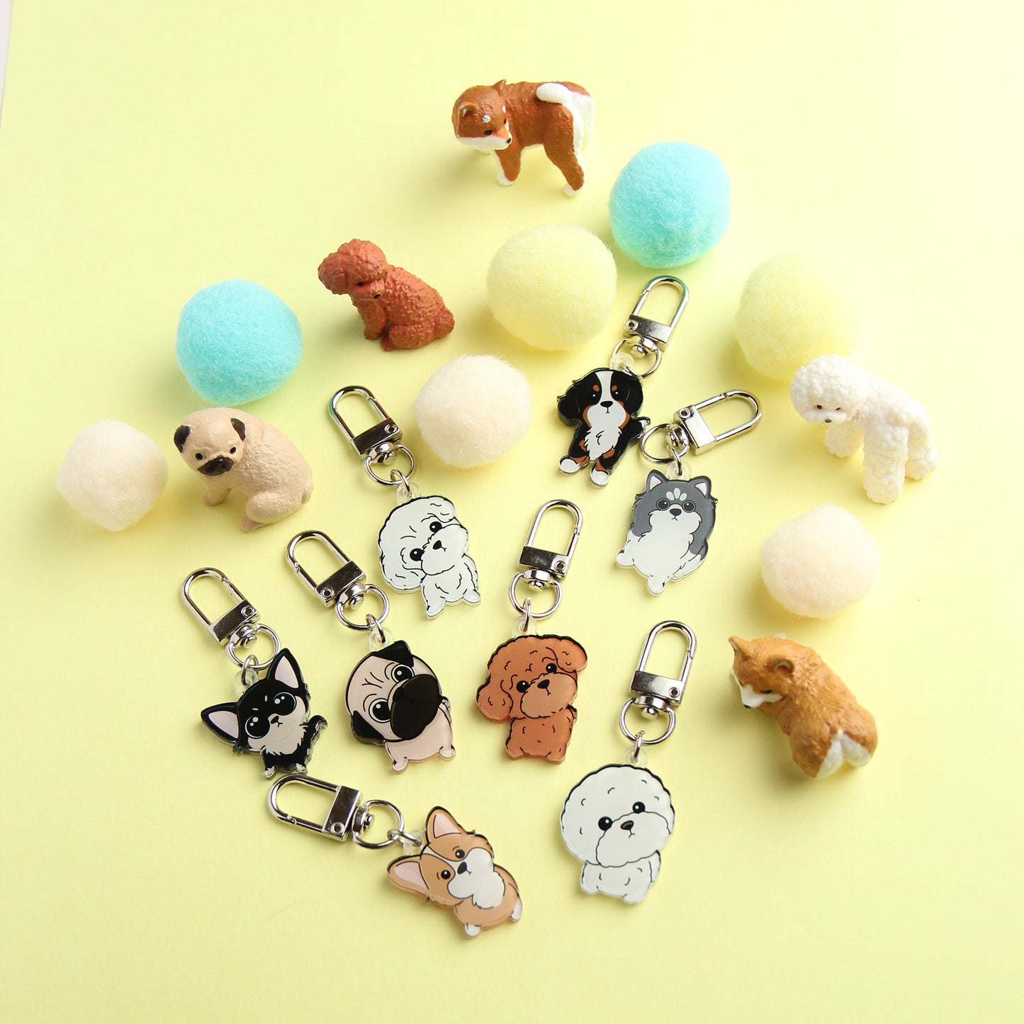 3cm Mini Bichon Acrylic Keychain - Cute Dog Breed Durable Accessory