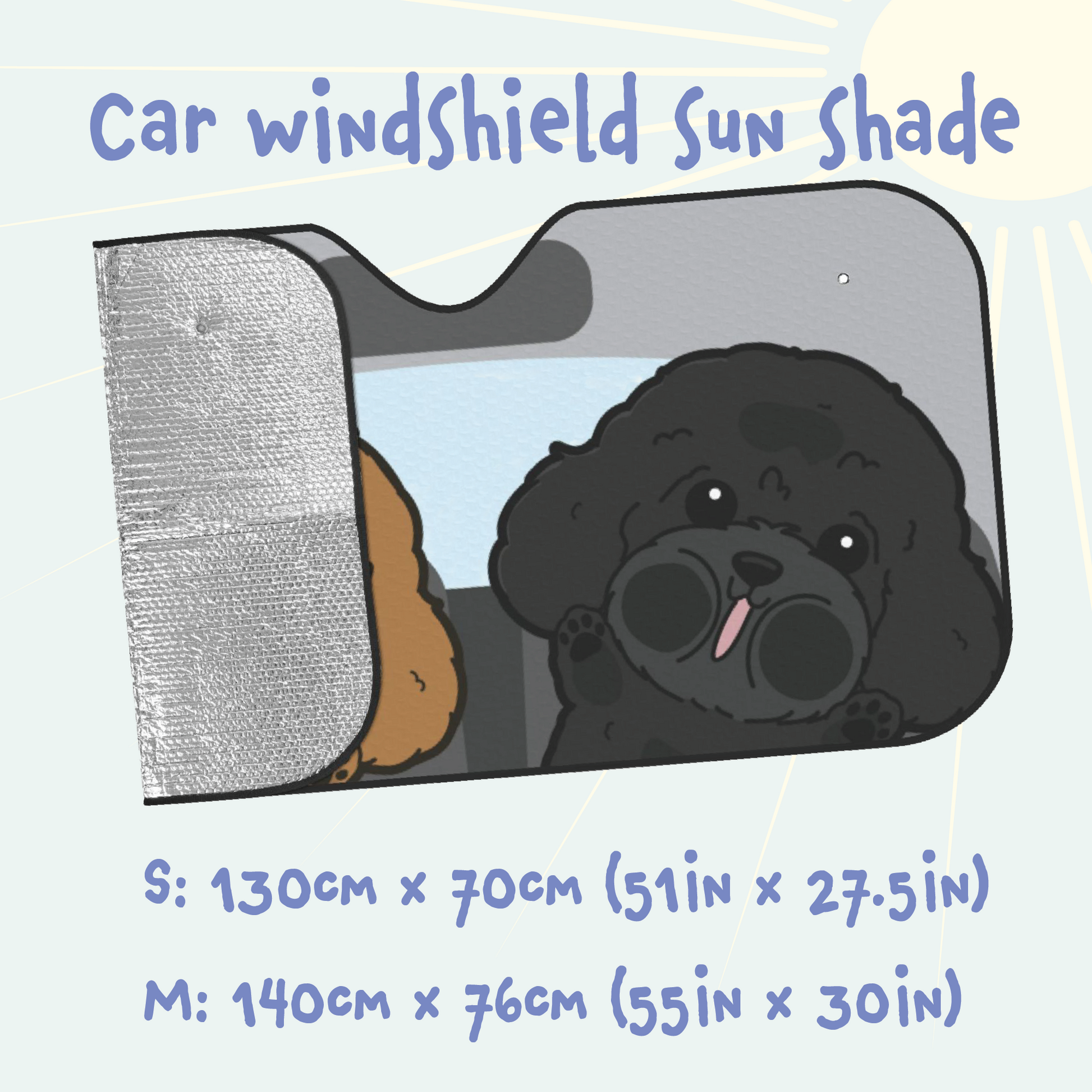 Poodle Car Windshield Sun Shade, Cute Dog UV Protector, Pet Auto Sunshade - Pawsome Island