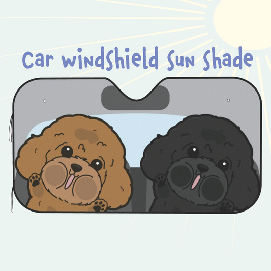 Poodle Car Windshield Sun Shade, Cute Dog UV Protector, Pet Auto Sunshade - Pawsome Island