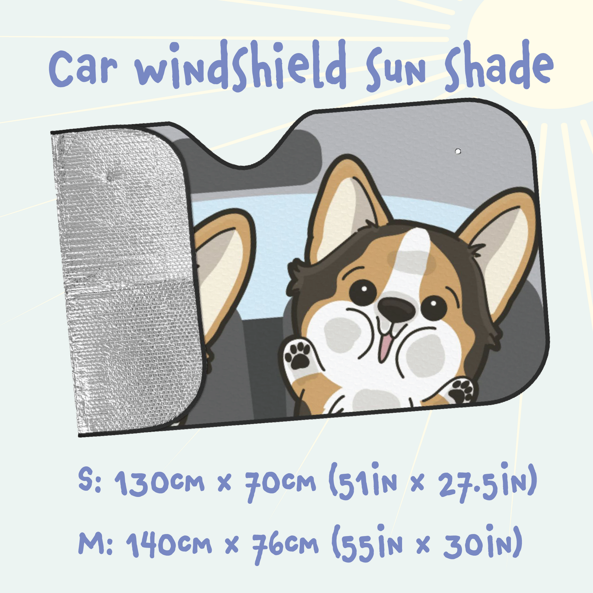 Corgi Car Windshield Sun Shade, Cute Dog UV Protector, Pet Auto Sunshade - Pawsome Island