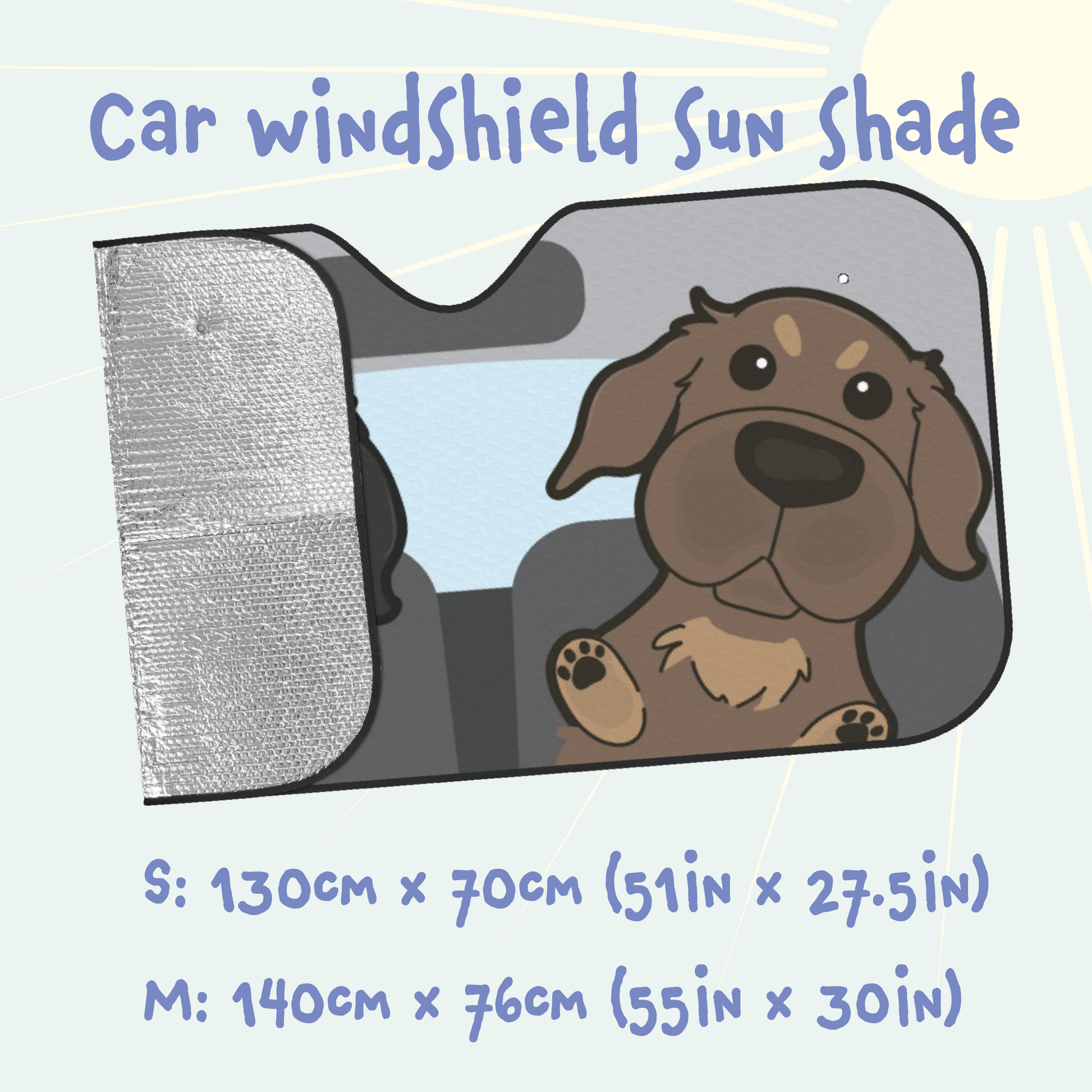 Dachshund Car Windshield Sun Shade, Cute Dog UV Protector, Pet Auto Sunshade - Pawsome Island