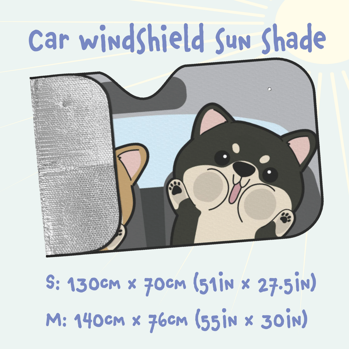 Shiba Inu Car Windshield Sun Shade, Cute Dog UV Protector, Pet Auto Sunshade - Pawsome Island