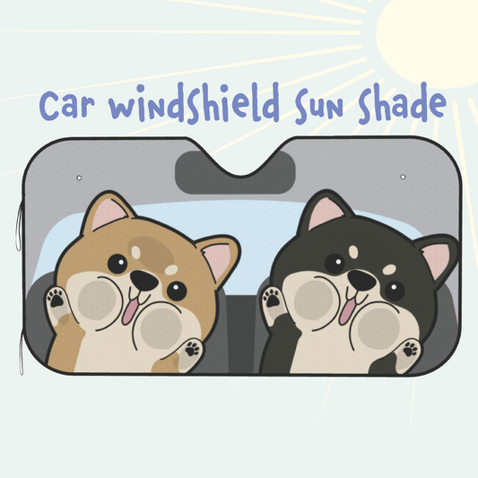 Shiba Inu Car Windshield Sun Shade, Cute Dog UV Protector, Pet Auto Sunshade - Pawsome Island